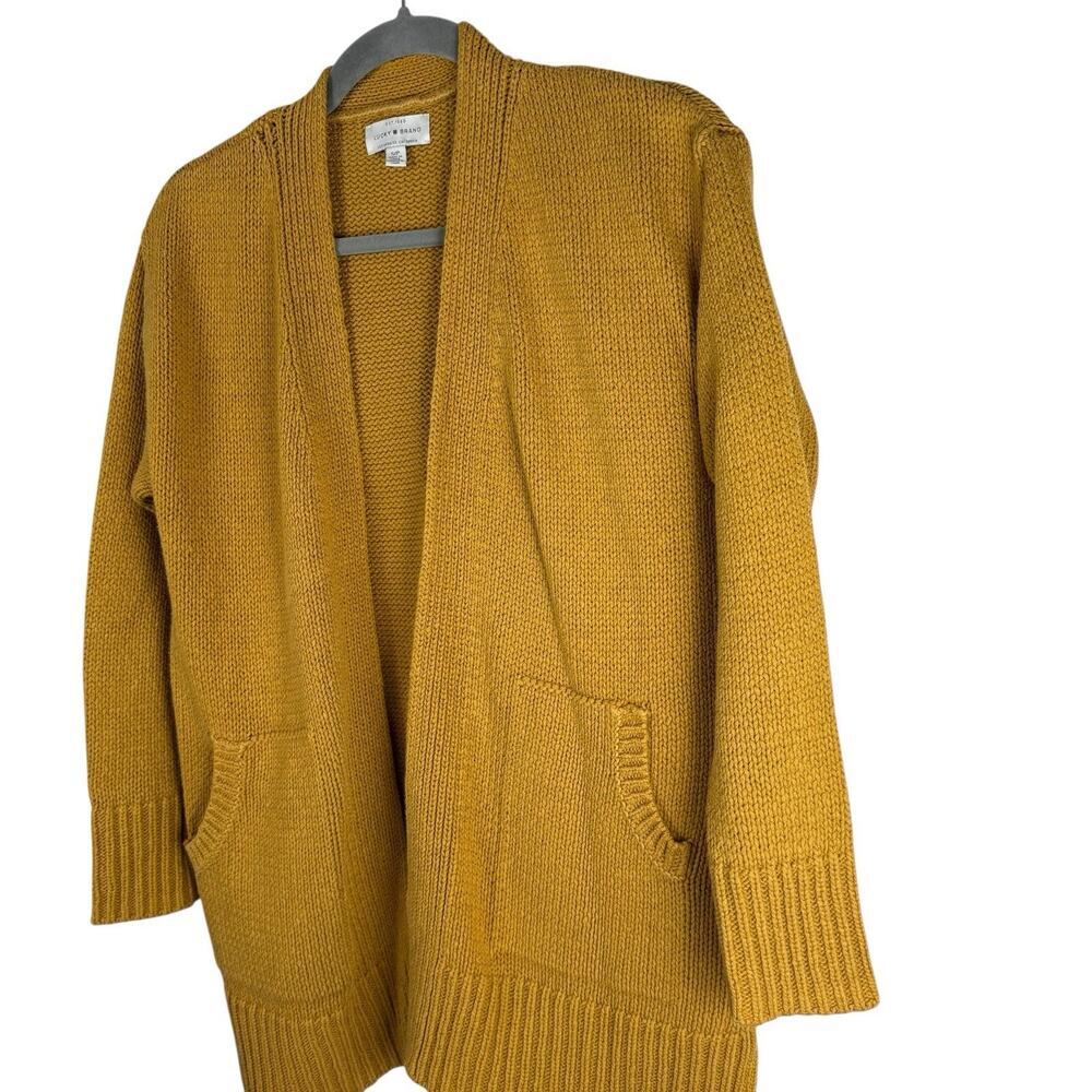 Lucky Brand Sweater Womens Small Gold Yellow Cardigan Open Front Long Sleeve - Picture 6 of 9